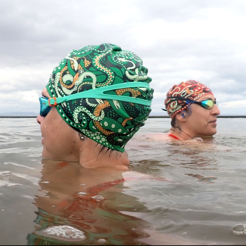 Purple Medusa Pattern Swim Cap - Picture 2 of 2